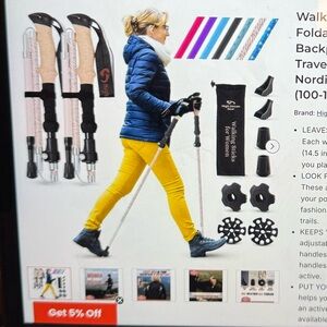 HikingStreamGear Foldable Trekking Poles (Set of 2) — New